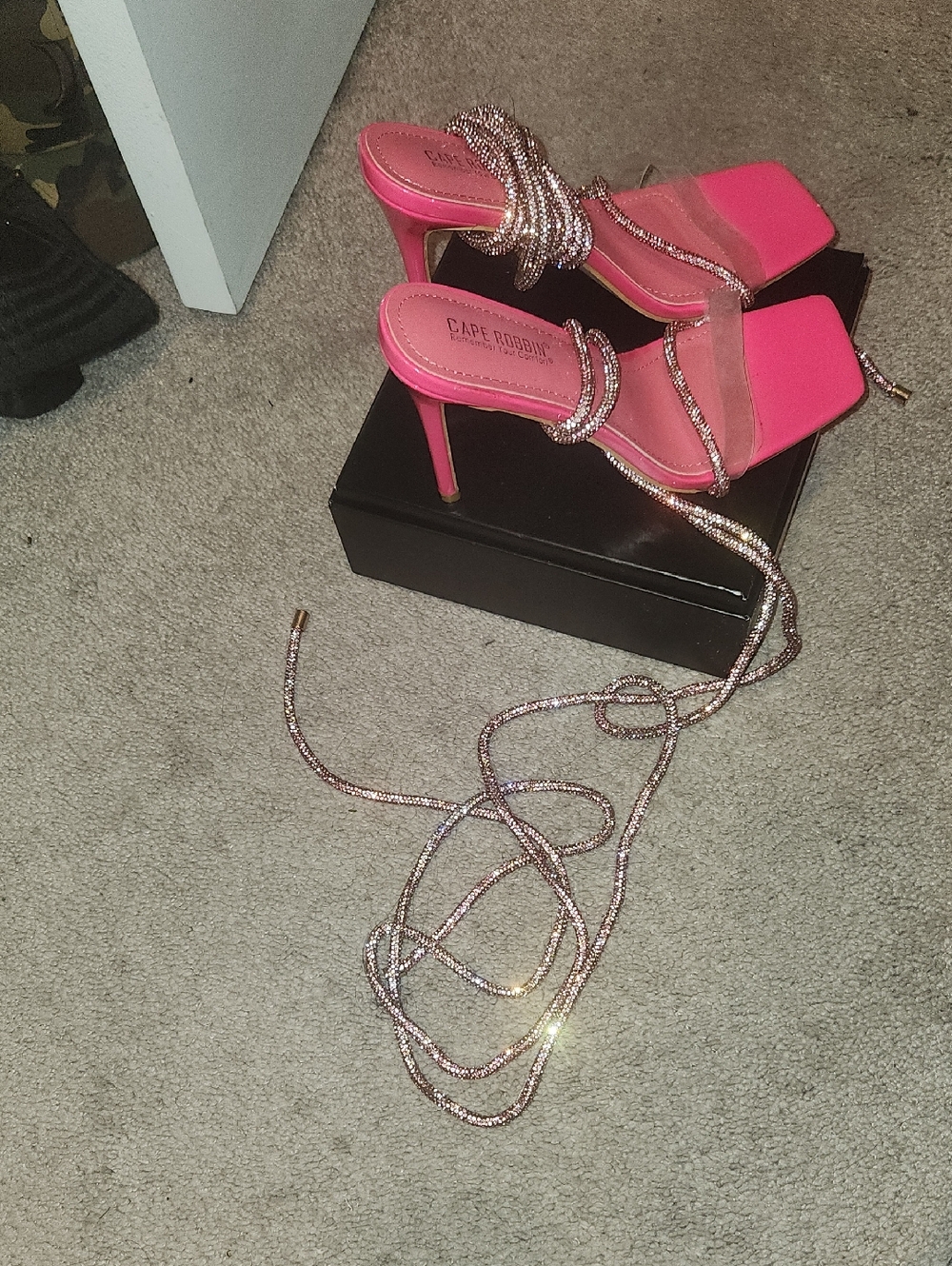 Cape Robbin Hot Pink Wrap-Strap Slide Heels - Picture 4 of 4